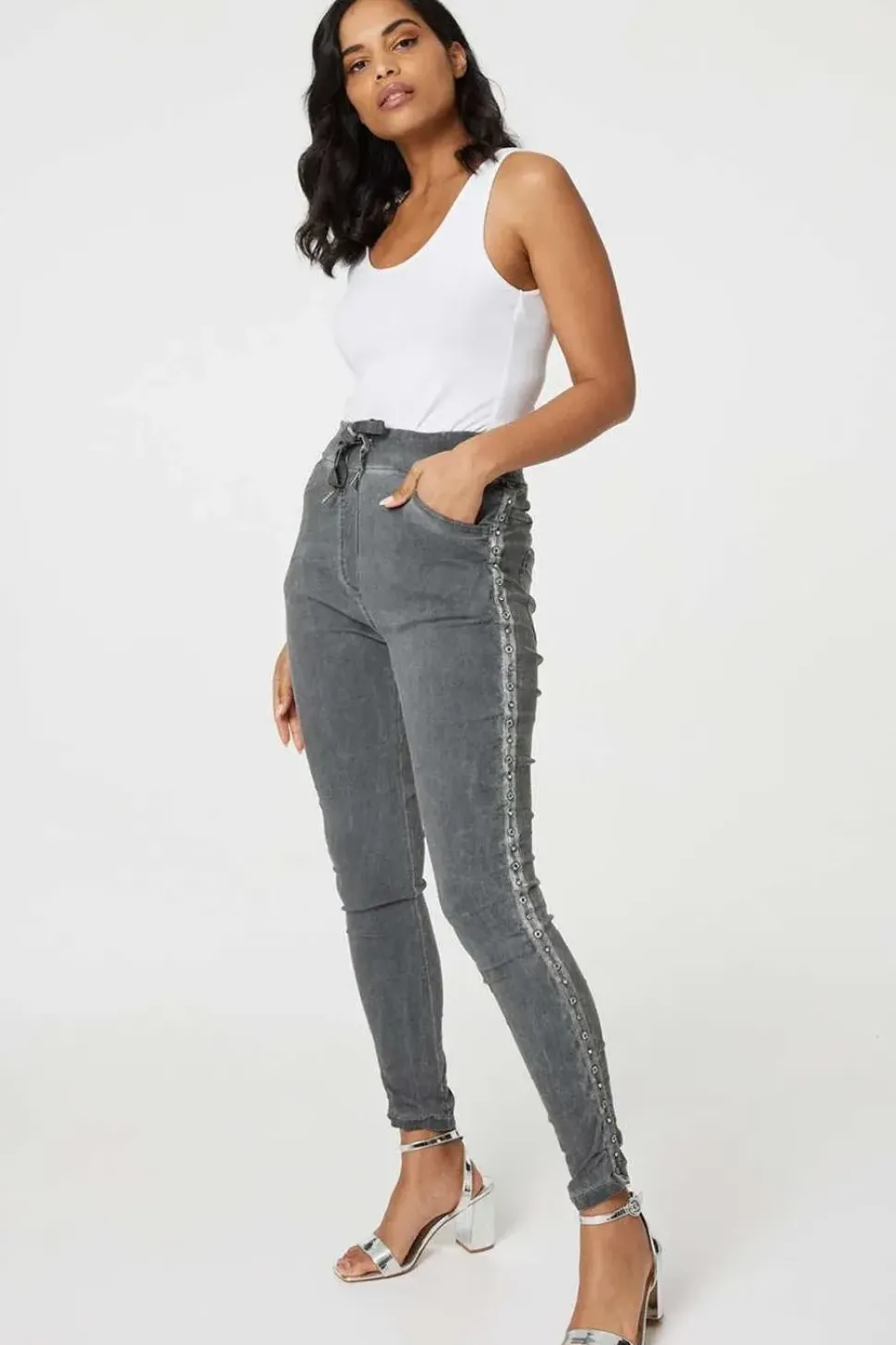 Denim Embellished Side Jeggings