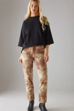Denim Lace Up Straight Leg Jean