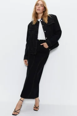 Denim Panelled Maxi Skirt