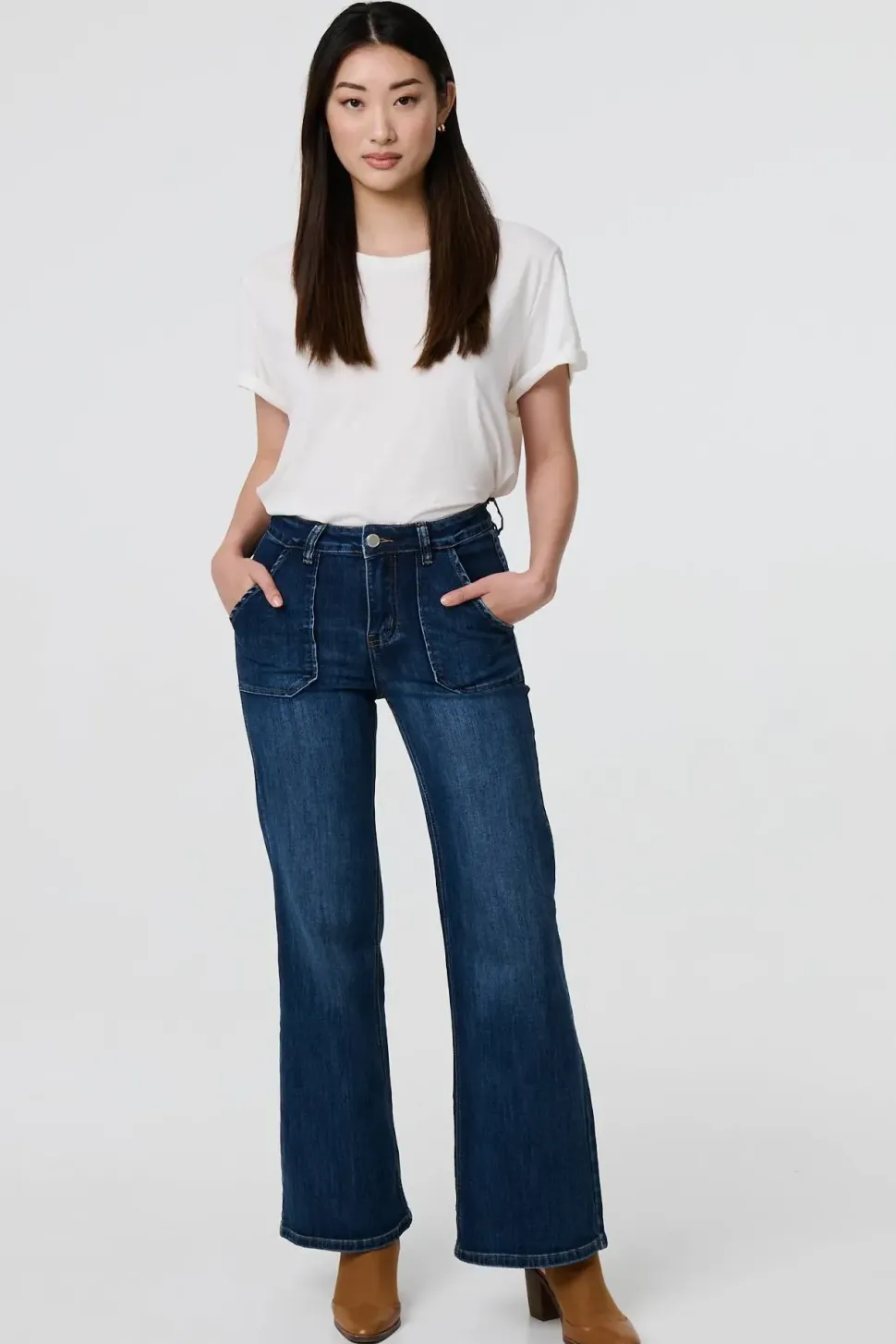 Denim Pocket Detail High Waist Jeans