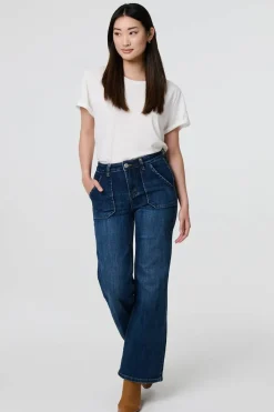 Denim Pocket Detail High Waist Jeans