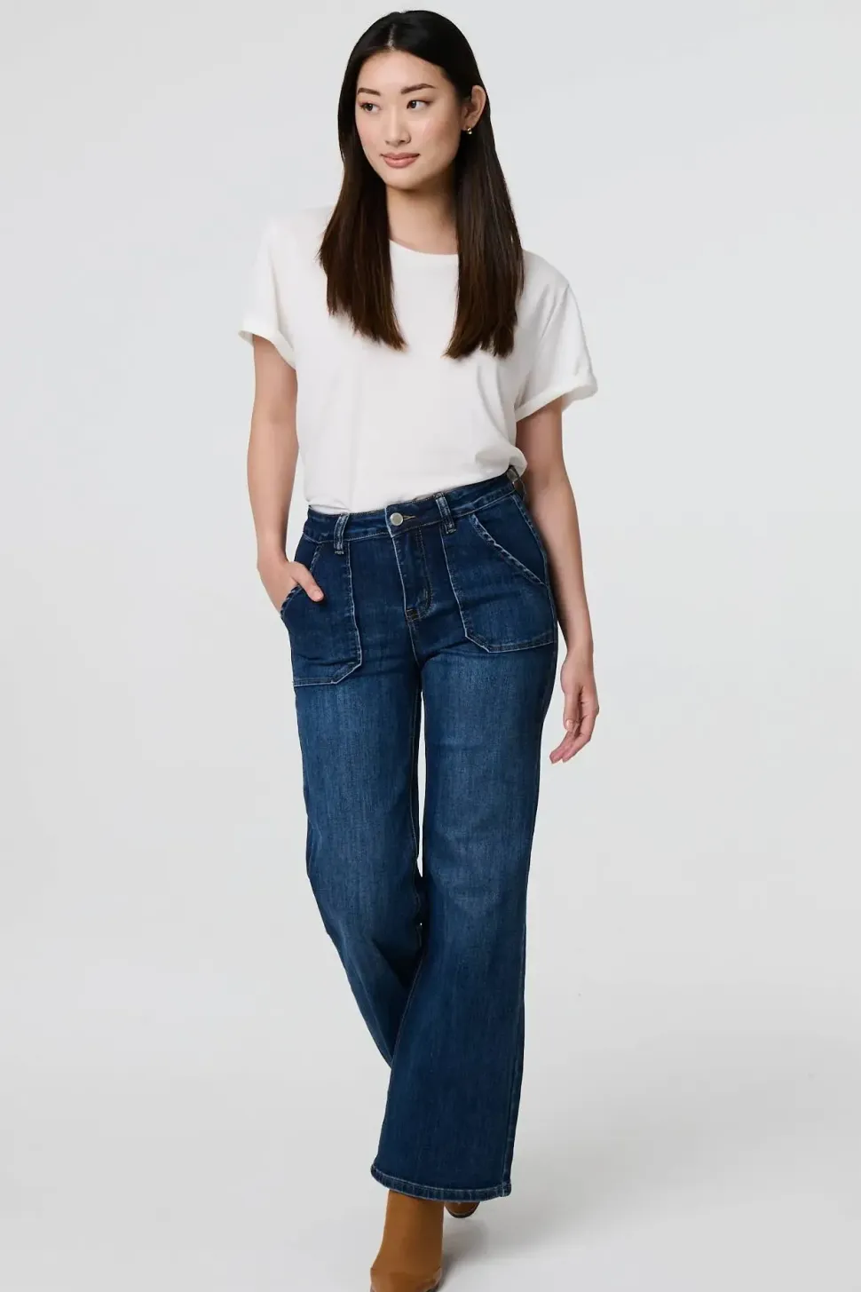 Denim Pocket Detail High Waist Jeans
