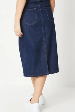 Denim Split Detail Midi Skirt