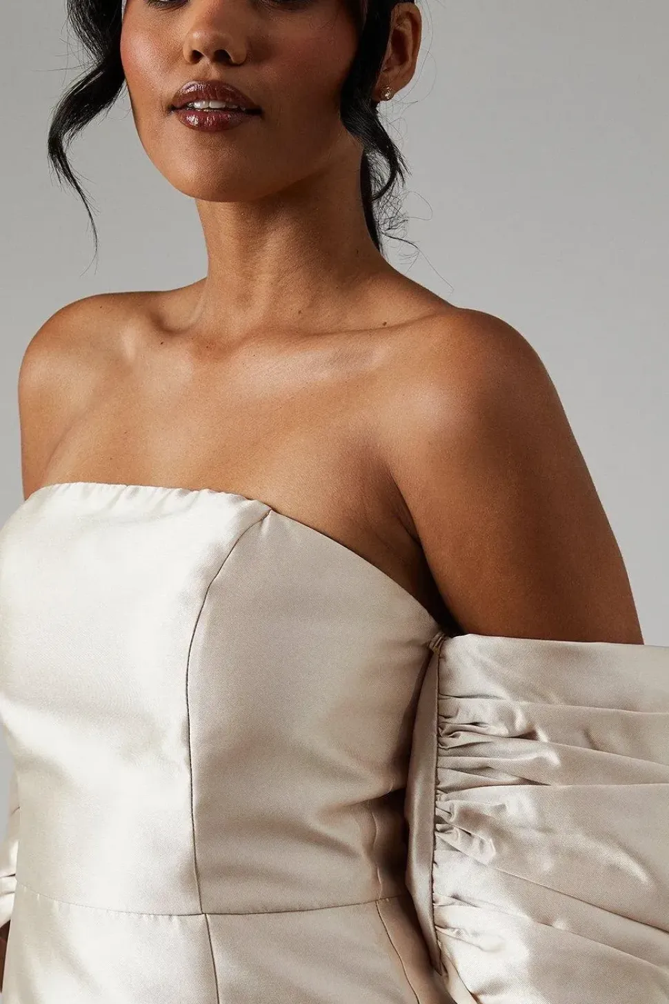 Detachable Shrug Twill Bridesmaid Dress
