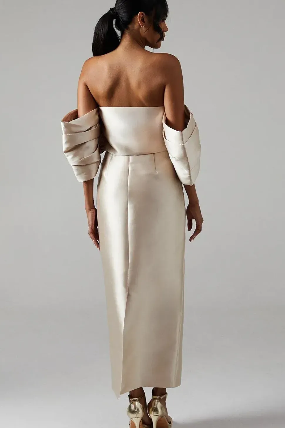 Detachable Shrug Twill Bridesmaid Dress