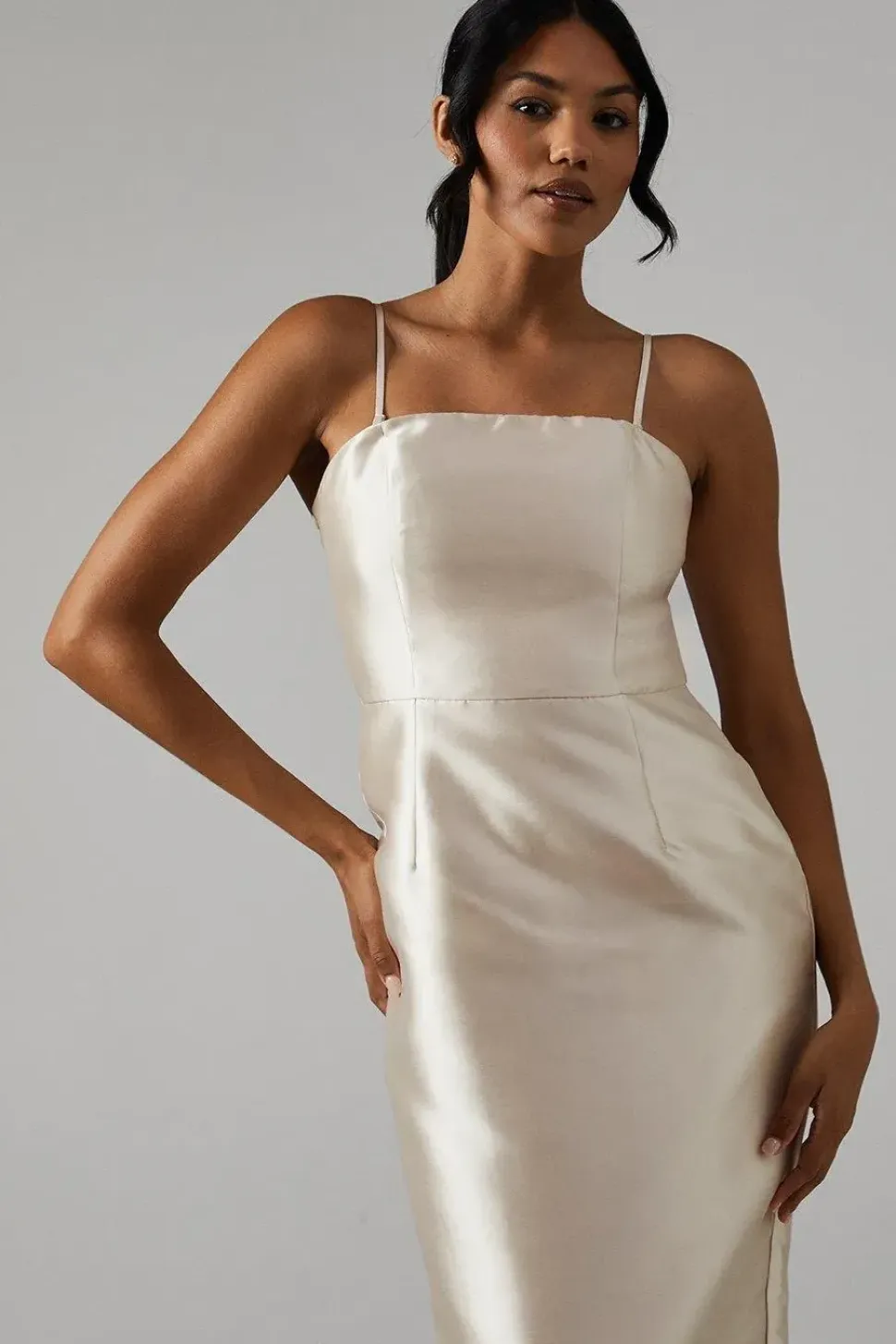 Detachable Shrug Twill Bridesmaid Dress