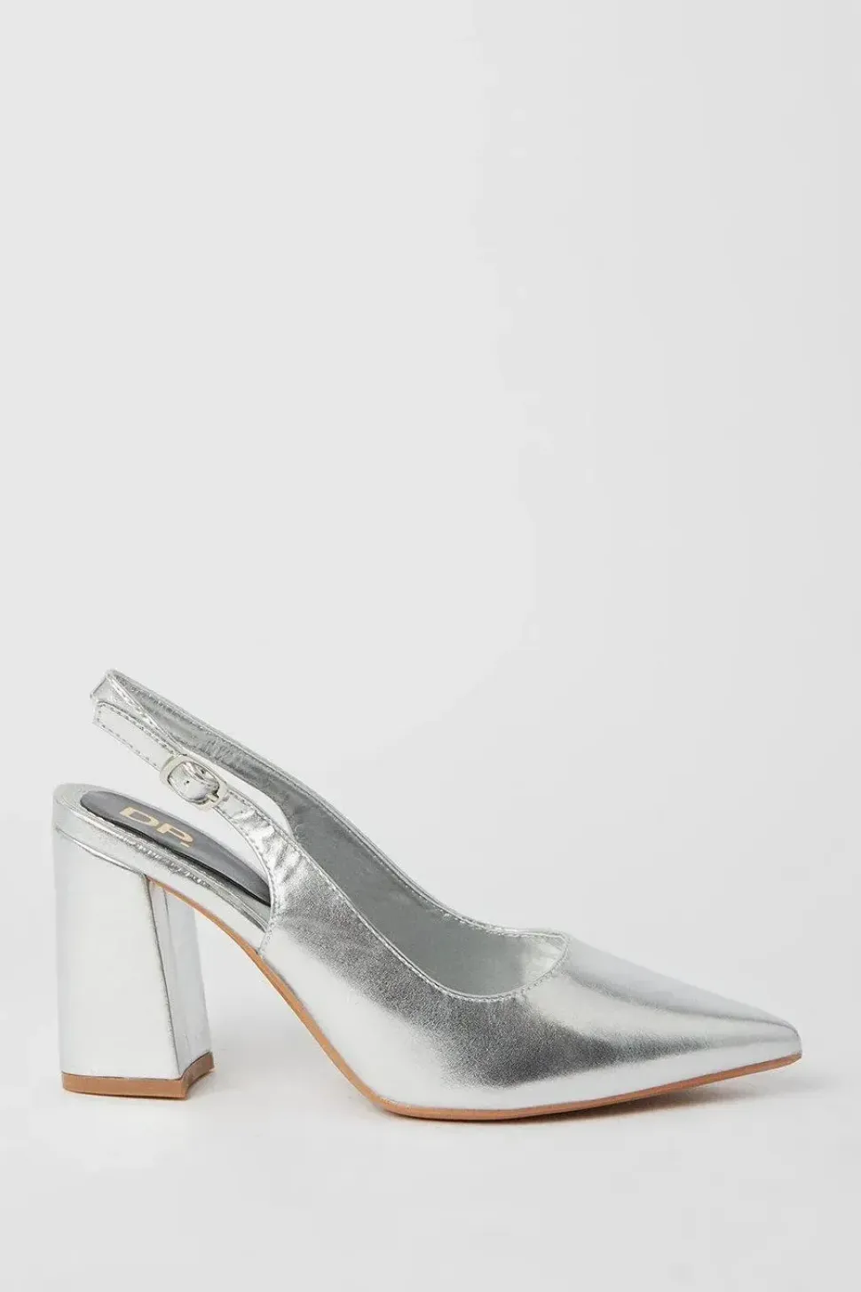 Devana Pointed Toe High Block Heel Slingback Court Shoes