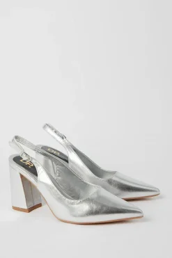 Devana Pointed Toe High Block Heel Slingback Court Shoes