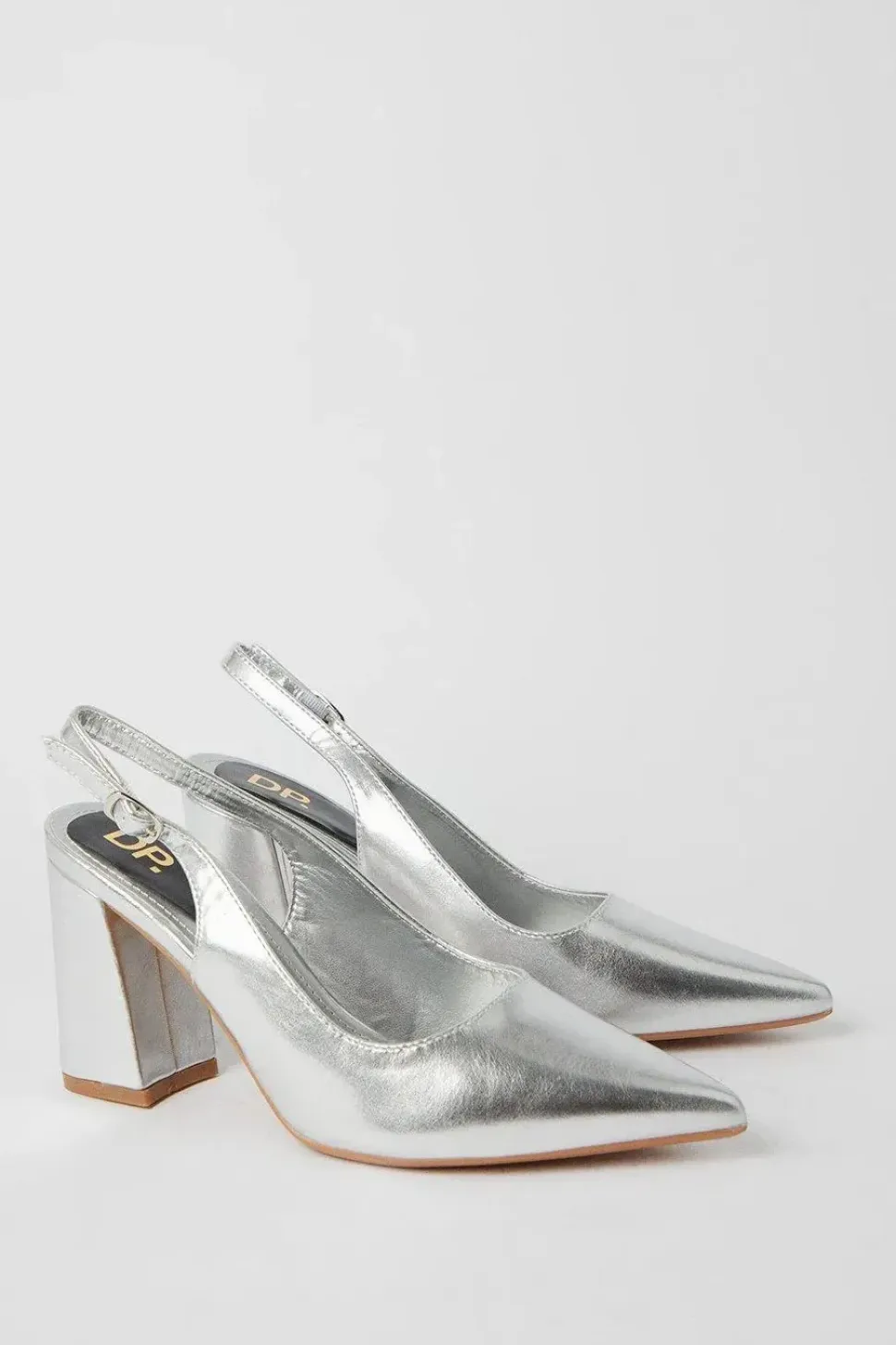 Devana Pointed Toe High Block Heel Slingback Court Shoes