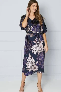 Devore Belted Midi Dress