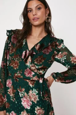 Devore Frill Wrap Maxi Dress