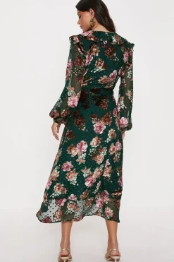 Devore Frill Wrap Maxi Dress