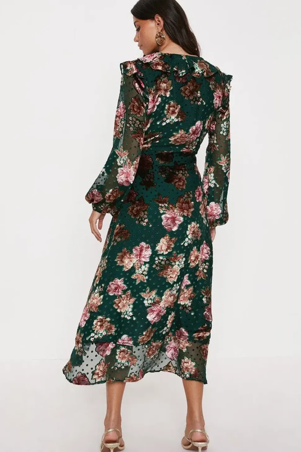 Devore Frill Wrap Maxi Dress