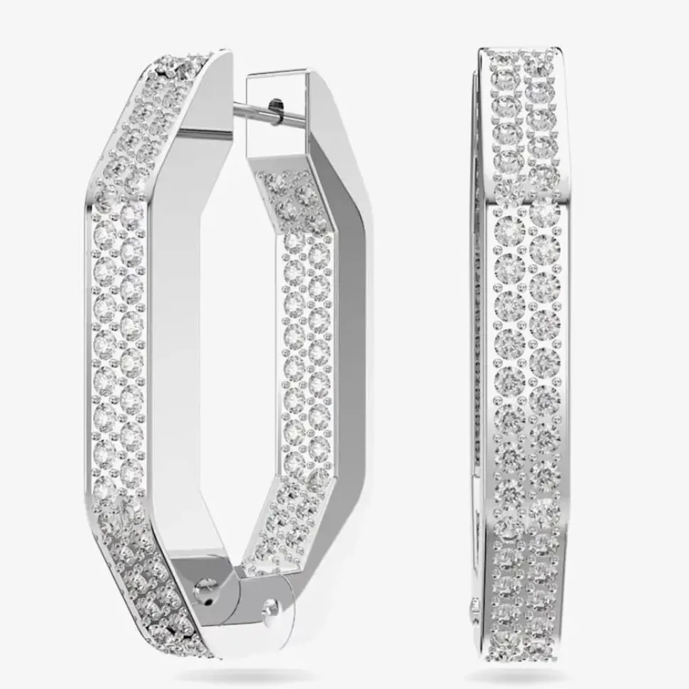 Dextera Crystal Octagon Medium Hoop Earrings 5618308