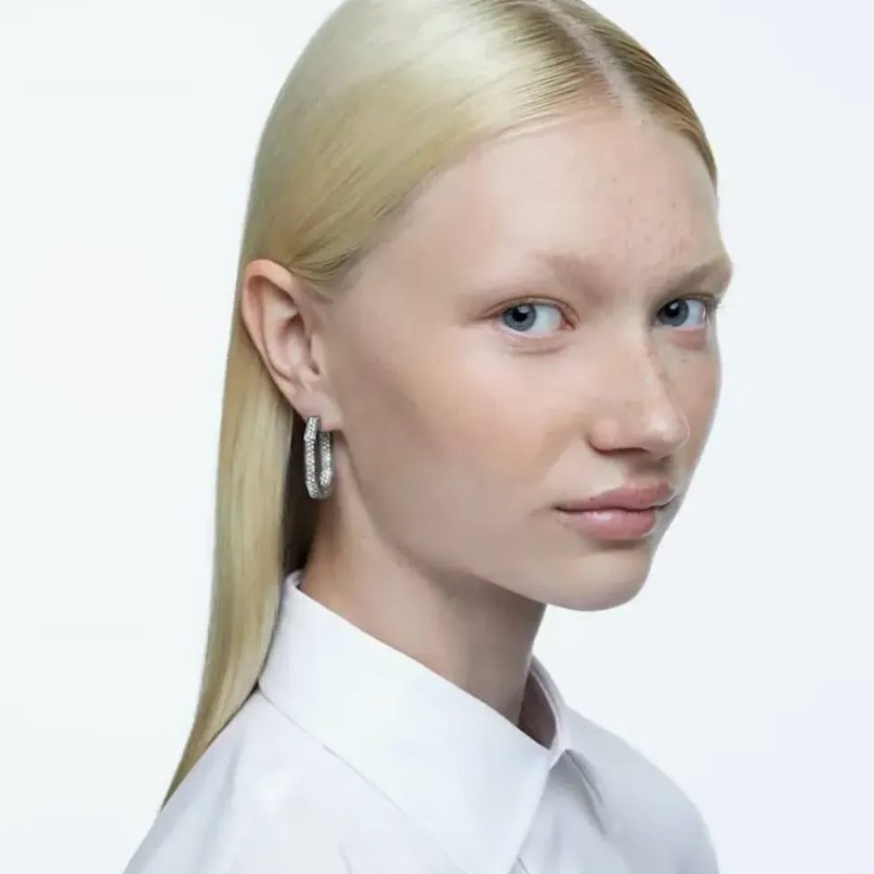 Dextera Crystal Octagon Medium Hoop Earrings 5618308