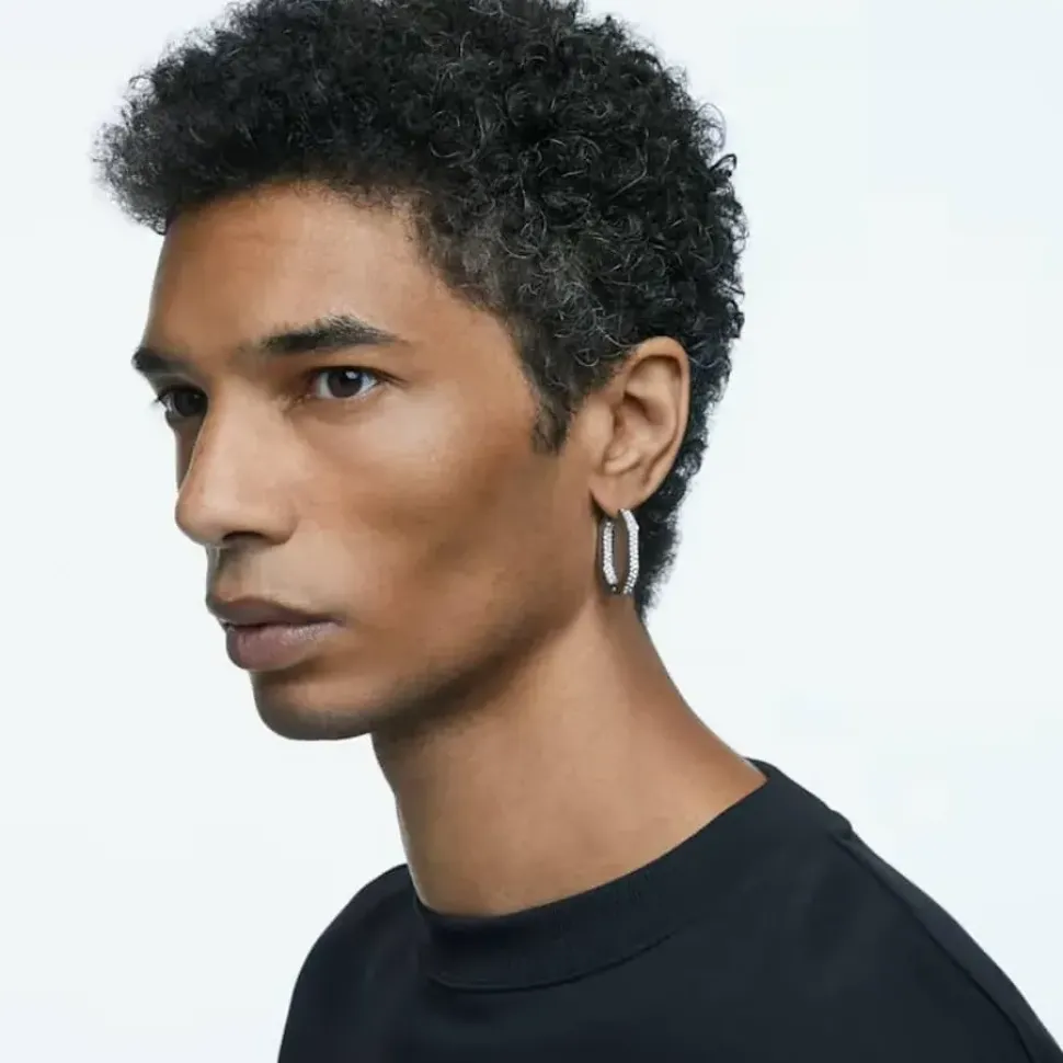 Dextera Crystal Octagon Medium Hoop Earrings 5618308
