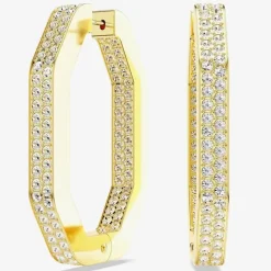 Dextera Gold Tone Plated Crystal Octagon Hoop Earrings 5618304