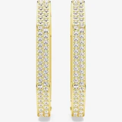 Dextera Gold Tone Plated Crystal Octagon Hoop Earrings 5618304