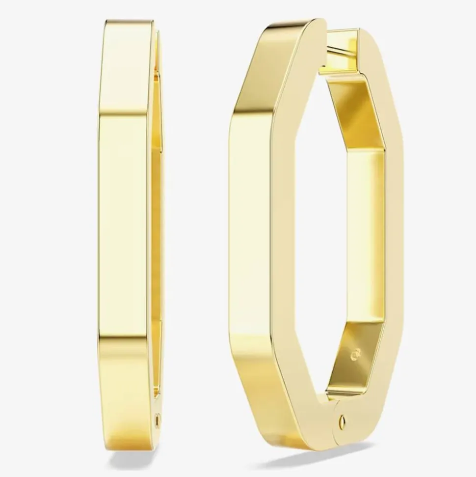 Dextera Gold Tone Plated Crystal Octagon Hoop Earrings 5618304