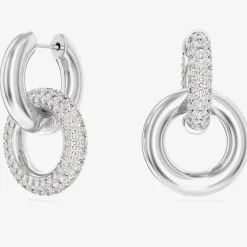Dextera White Interlocking Loop Rhodium Plated Earrings 5671807