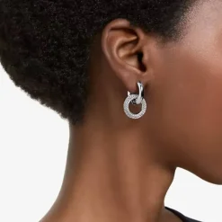 Dextera White Interlocking Loop Rhodium Plated Earrings 5671807