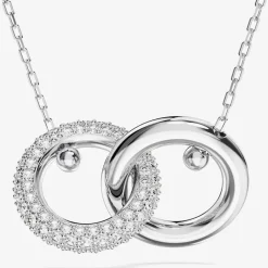 Dextera White Interlocking Loop Rhodium Plated Necklace 5670251