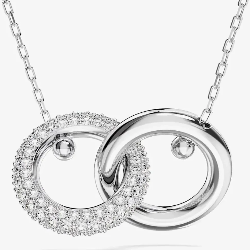 Dextera White Interlocking Loop Rhodium Plated Necklace 5670251