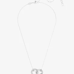 Dextera White Interlocking Loop Rhodium Plated Necklace 5670251