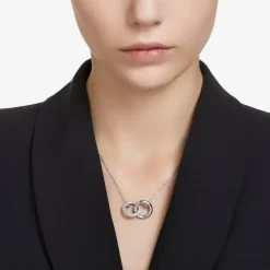 Dextera White Interlocking Loop Rhodium Plated Necklace 5670251