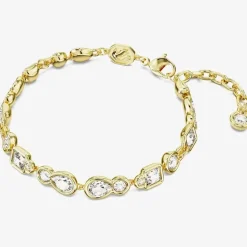 Dextera White Mixed Cuts Gold Tone Plated Bracelet 5667044 (M)