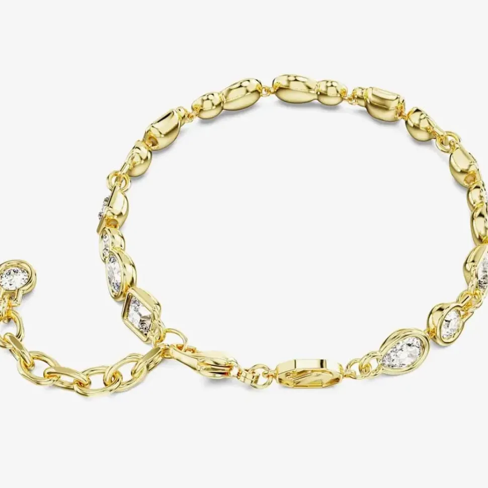 Dextera White Mixed Cuts Gold Tone Plated Bracelet 5667044 (M)