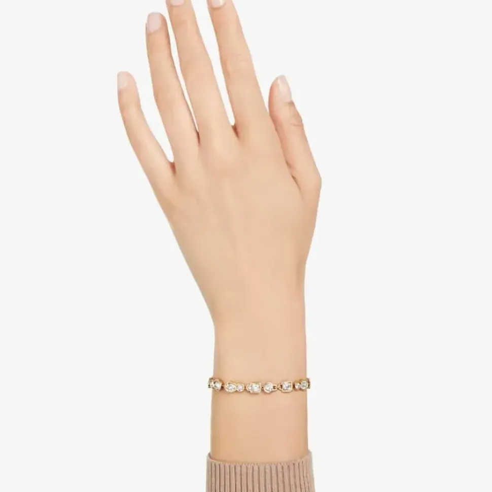 Dextera White Mixed Cuts Gold Tone Plated Bracelet 5667044 (M)
