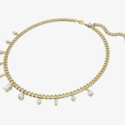 Dextera White Mixed Cuts Gold Tone Plated Necklace 5663338