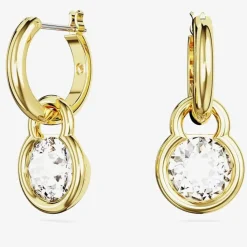 Dextera White Round Cut Gold Plated Earrings 5666023