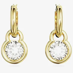 Dextera White Round Cut Gold Plated Earrings 5666023
