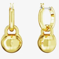 Dextera White Round Cut Gold Plated Earrings 5666023