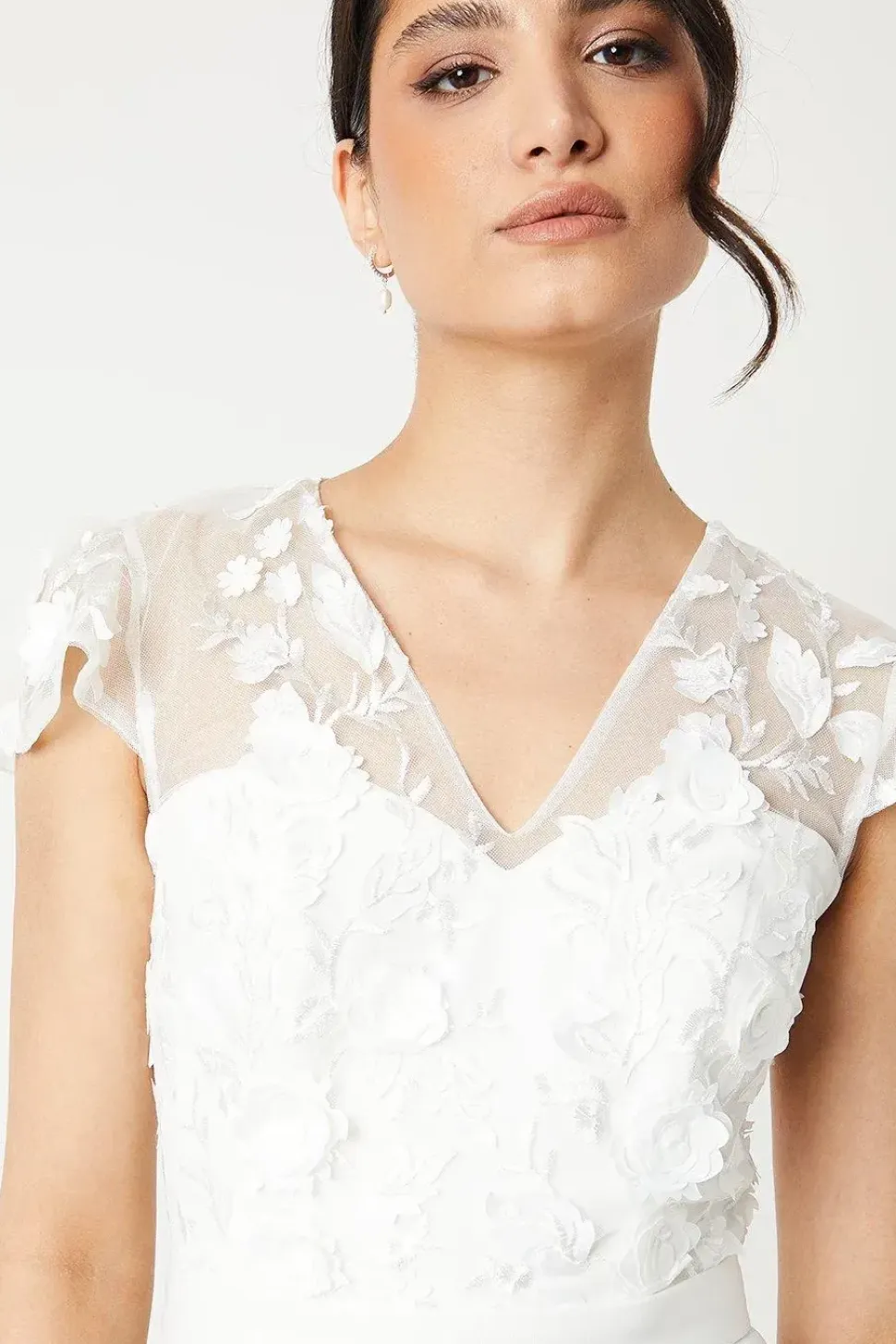 3d Floral And Ponte Angel Sleeve Wedding Dress