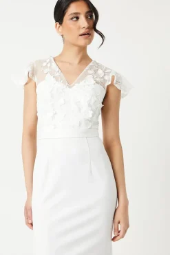 3d Floral And Ponte Angel Sleeve Wedding Dress