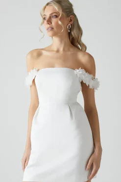 3d Floral Bardot Bridal Mini Dress
