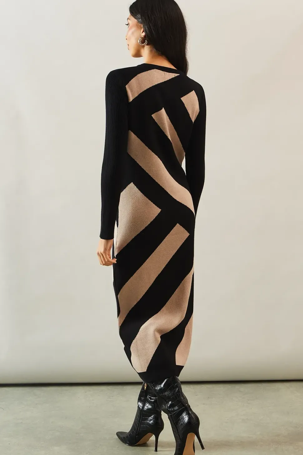 Diagonal Stripe Midi Dress
