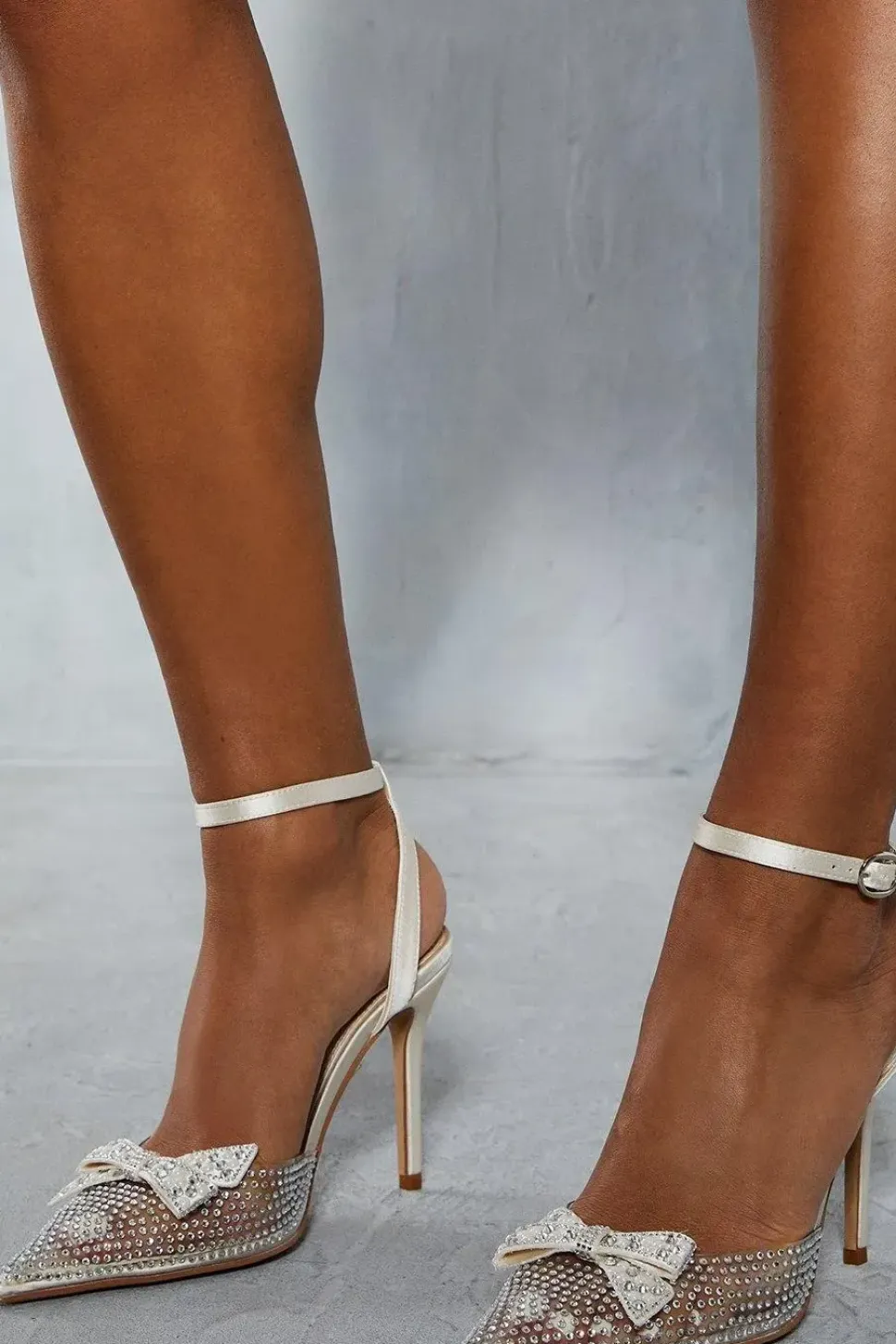 Diamante Clear Pointed Bow Heels