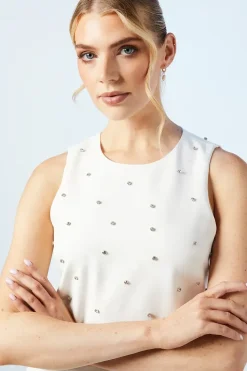 Diamante Crepe White Bridal Mini Dress