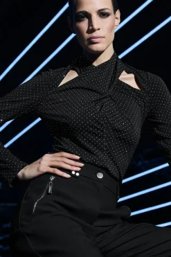 Diamante Cut Out Wrap Top