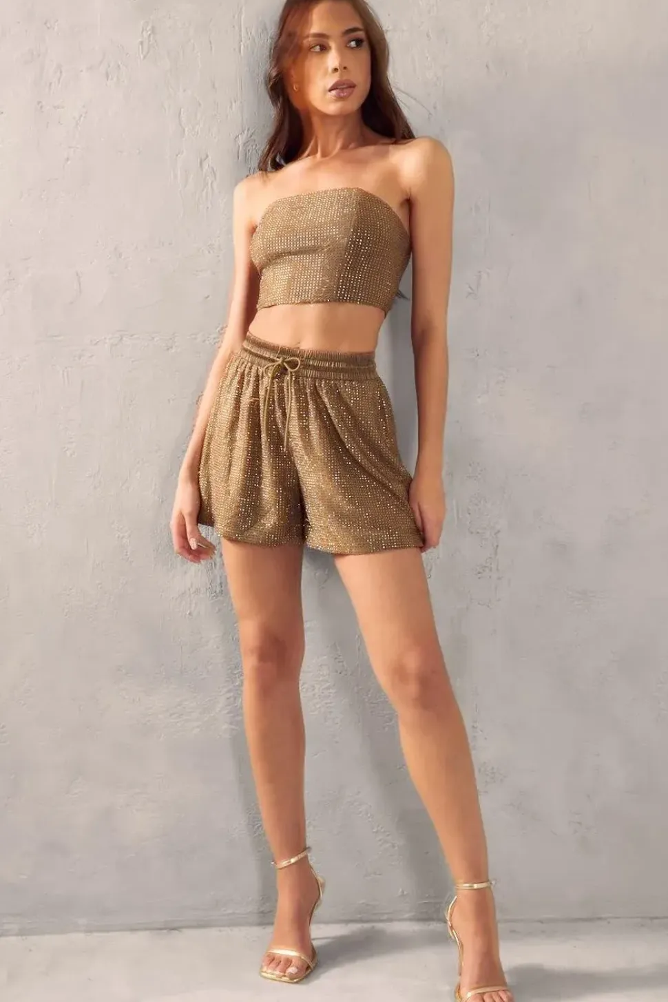 Diamante Drawstring Floaty Short