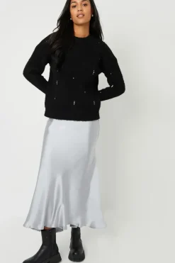 Diamante Embellished Brushed Knitted Jumper