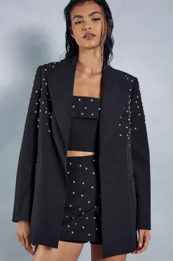 Diamante Embellished Oversized Blazer