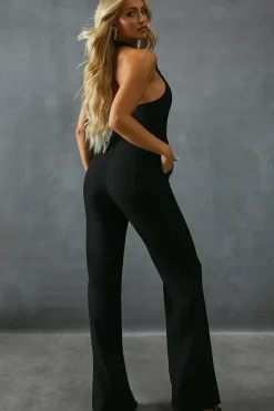 Diamante Floral Applique Waistcoat Style Jumpsuit