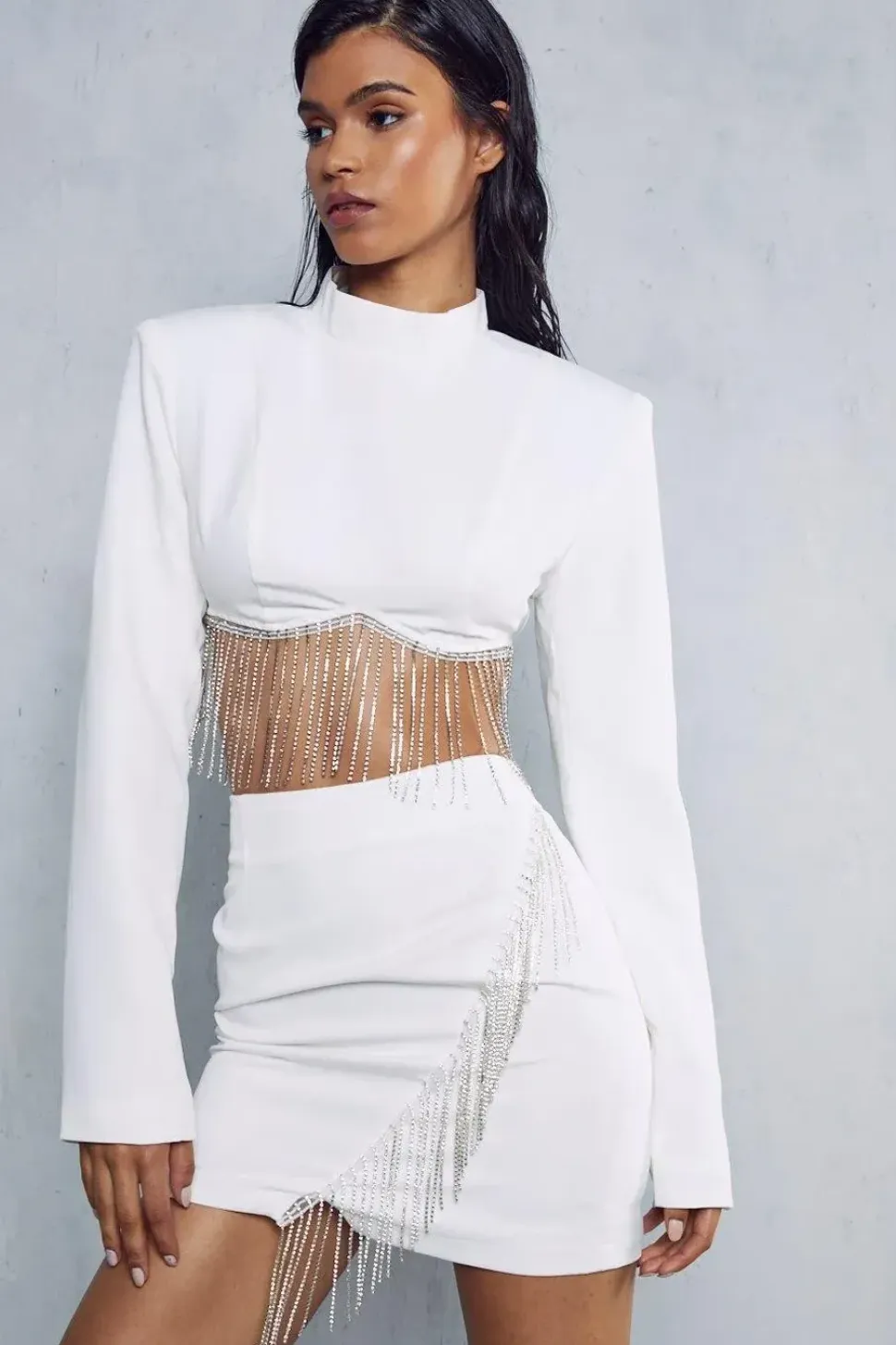 Diamante Fringed Mini Skirt
