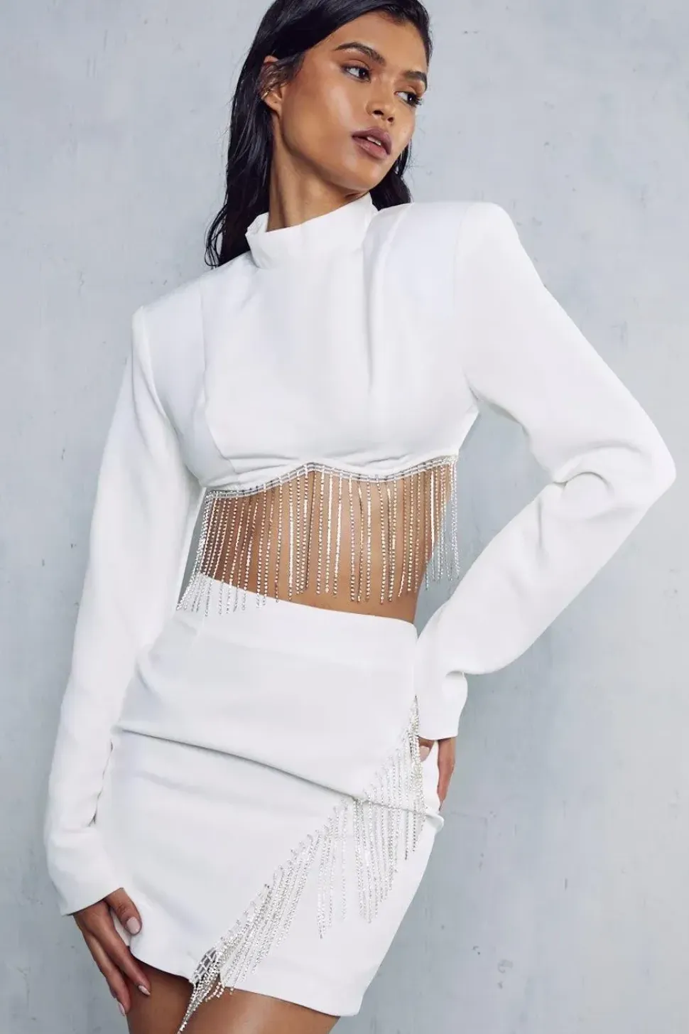 Diamante Fringed Mini Skirt