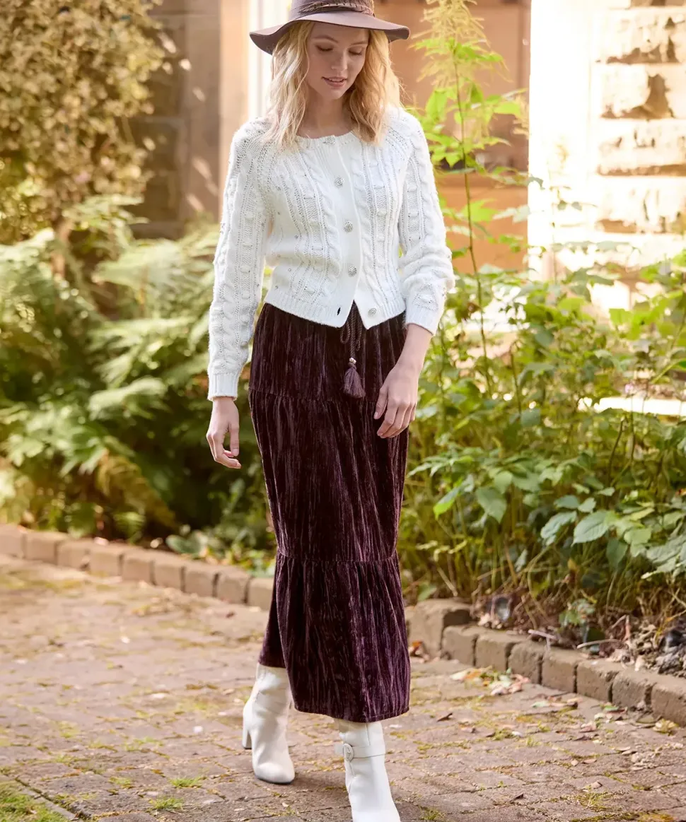 Diamanté Embellished Cable Knit Cardigan